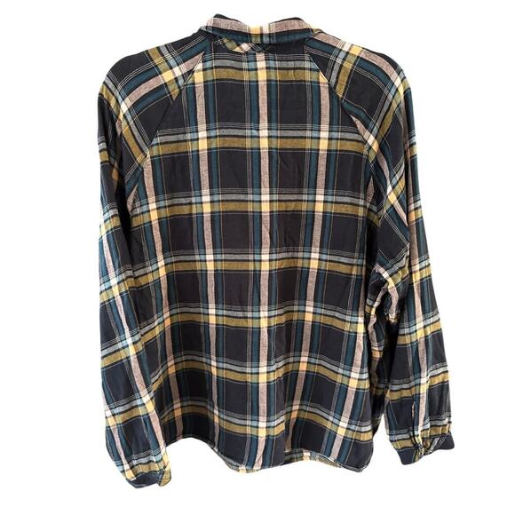 J. Jill Womens Button Up Plaid Top Large Cotton Modal Mother of Pearl Buttons - Picture 2 of 9